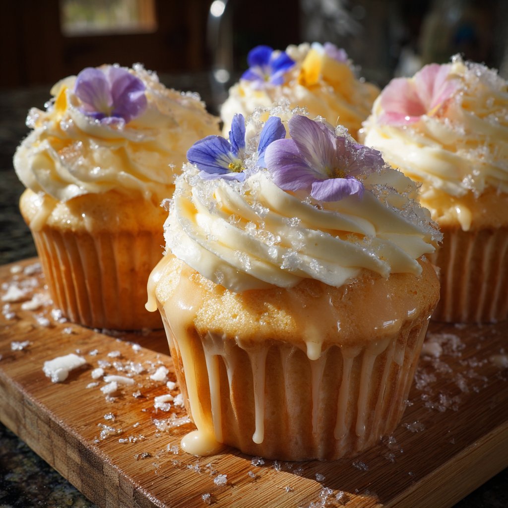 Fluffy Vanilla Blossom Cupcakes