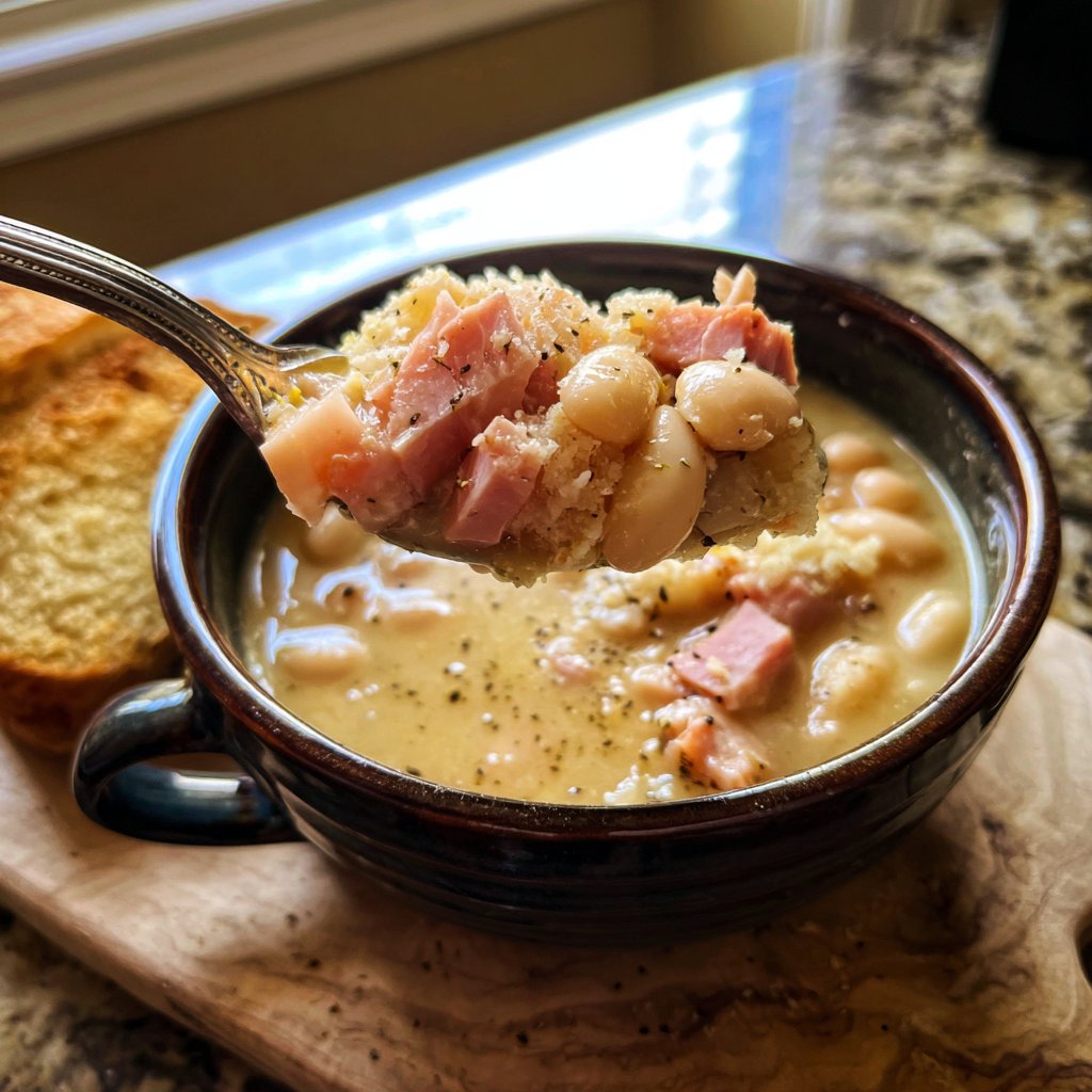 Slow Cooker Creamy Ham and Bean Soup