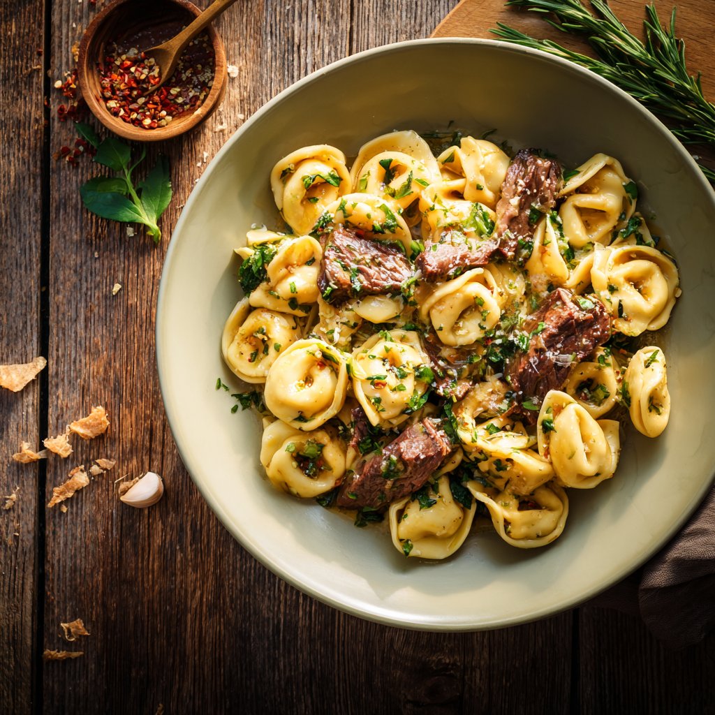Spicy Garlic Steak Tortellini